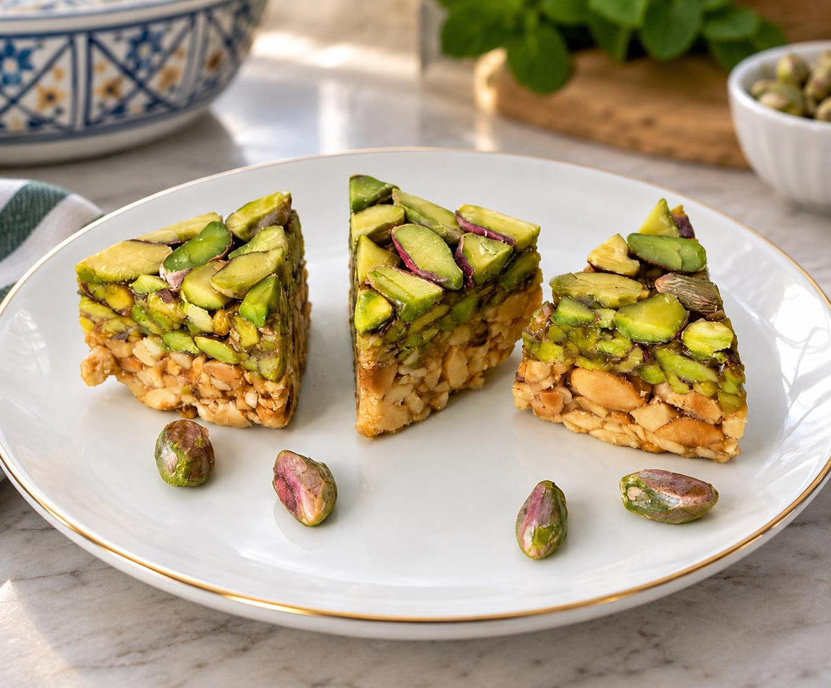 Daarna bjawia Tunisian nut confection with almond pistachio hazelnut and pine nuts