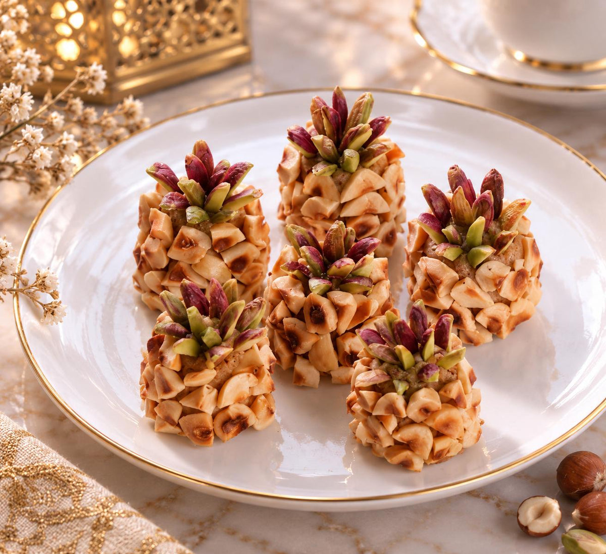 Daarna Pineapple Nuts decorative pastries in pistachio and hazelnut varieties