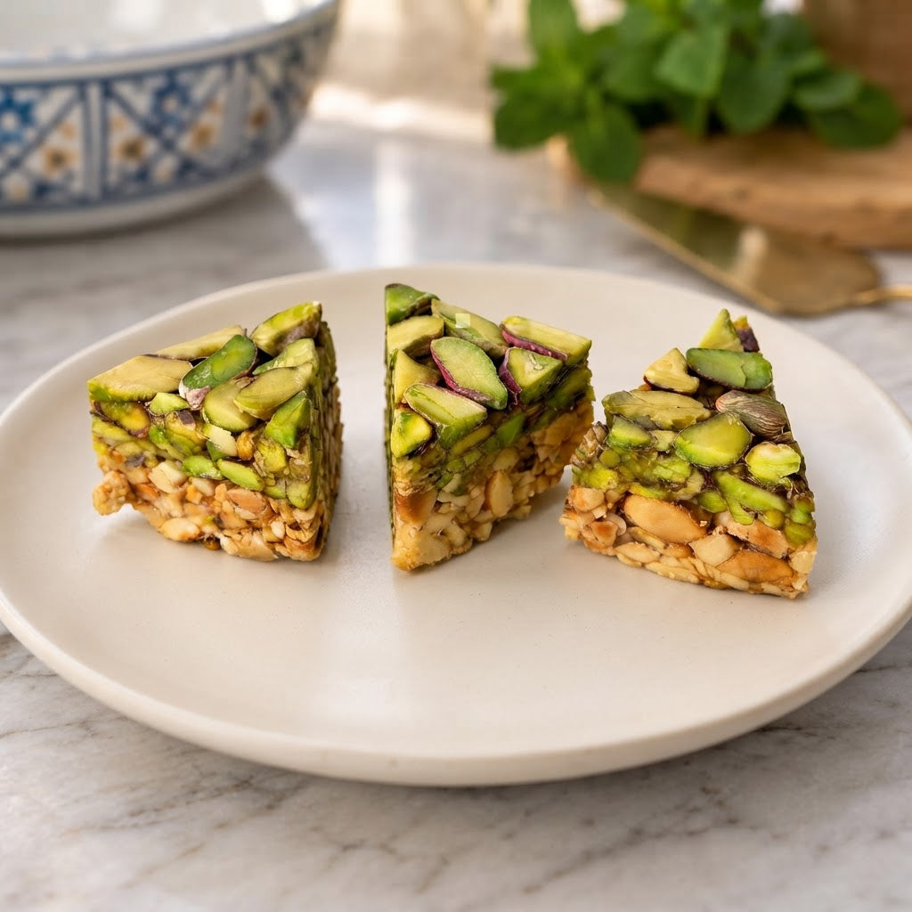 BJAWIA ALMOND & PISTACHIO | بجاويّه — 12 PIECES — three-plate