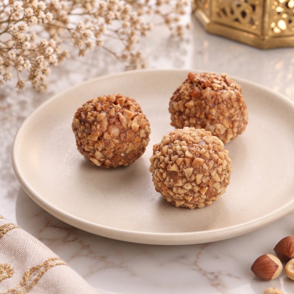 HAZELNUT ENERGY BALL — 12 PIECES — three-plate